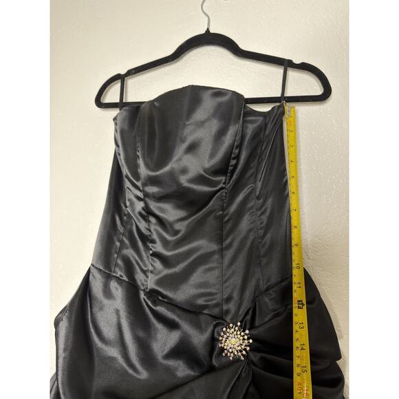 VTG Y2K Jessica McClintock Black Strapless Formal Gown Dress Gothic S/XS Satin - Picture 10 of 15